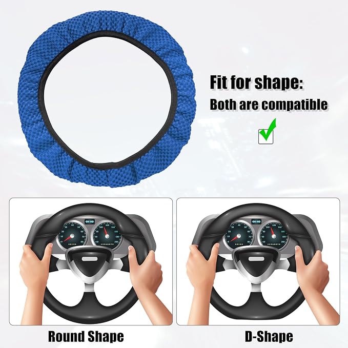 X AUTOHAUX Steering Wheel Cover Universal Elastic Stretch Antislip Breathable Microfiber Ice Silk Interior Trim Wheel Protector for Car Truck SUV Blue