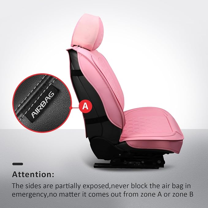 MIROZO Front Seat Covers Pink,Leather Car Seat Covers Waterproof Seat Cover,Automotive Seat Covers Universal Car Seat Protector Seat Cushion for Sedan, Truck and SUV (2PCS Front, Pink)