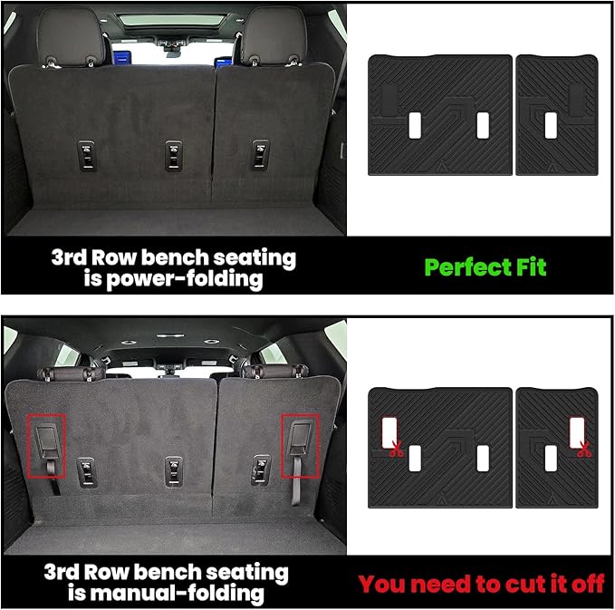 LASFIT Trunk Mat with 3rd Row Backrest Mat 2021-2026 for Chevrolet Chevy Suburban/GMC Yukon XL (Only Yukon XL, Not Fit Yukon)/Cadillac Escalade ESV (Only Escalade ESV, Not Fit Escalade)