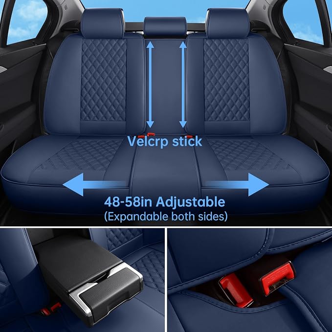 Car Seat Covers Full Set,5 Seat Leather Seat Covers for Cars,Front Seats and Back Seat Cover,Waterproof Car Seat Cushion Protectors,Universal Fit for Most Cars SUV Trucks(Blue, Full Set)