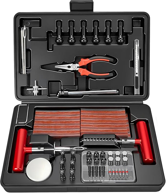 ORCISH Heavy Duty Tire Plug Kit - 98pcs All-in-One Universal Tire Repair Kit for Tubeless Flats, Emergency Tire Patch Kit for Car, Truck, SUV, ATV, Motorcycle, Trailer & RV