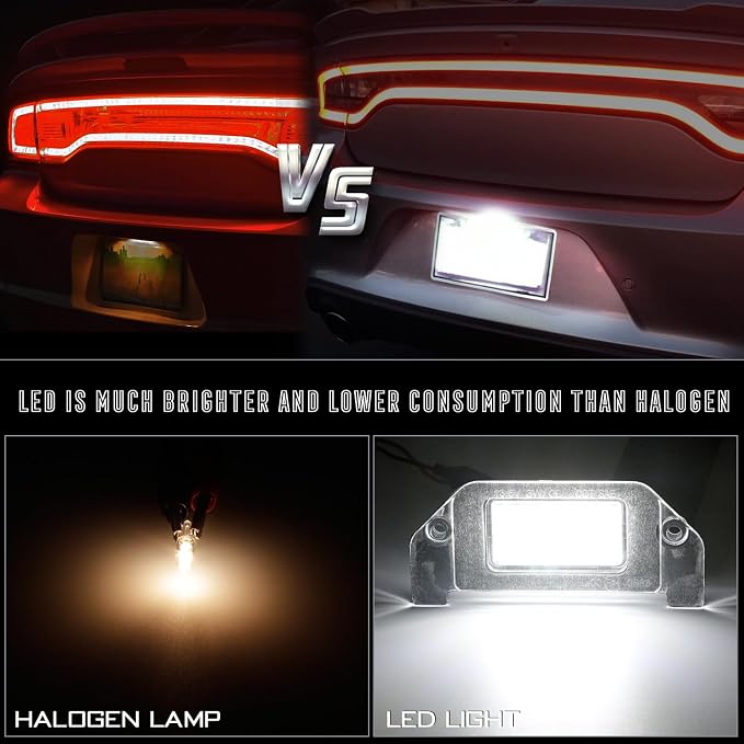 LED License Plate Lights Lamps Compatible with Dodge Challenger Charger Avenger Magnum Dart, 6000K White