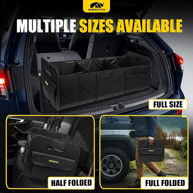 MIKKUPPA Car Trunk Organizer - 105L Collapsible Large Trunk Organizer with Reinforced Handles for Groceries, Trunk Storage Organizers for SUV Auto Truck Van with Non Slip Bottom (Black)