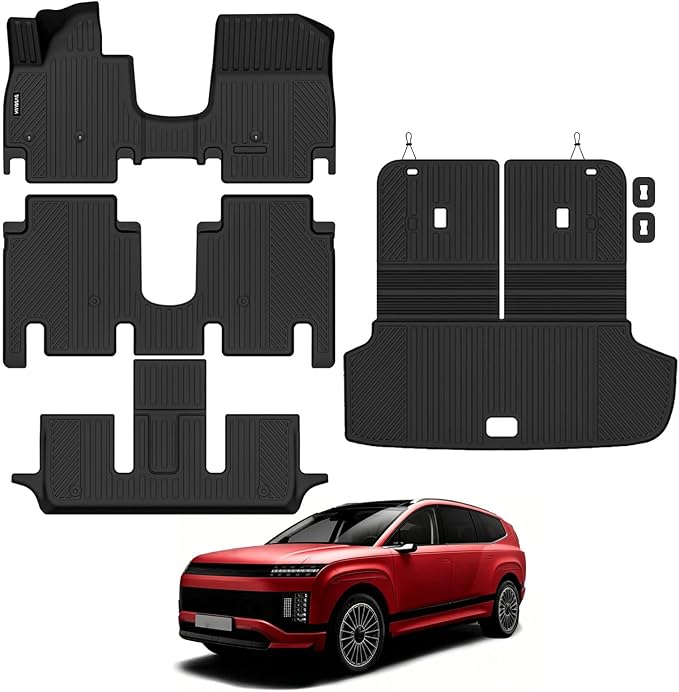 Naibeve Floor Mats for 2026 Hyundai Ioniq 9 6 Seats 2nd Row Bucket Seats | All Weather Custom Fit Floor Mats, Cargo Mat, Backrest Mats Interior Protector accessories