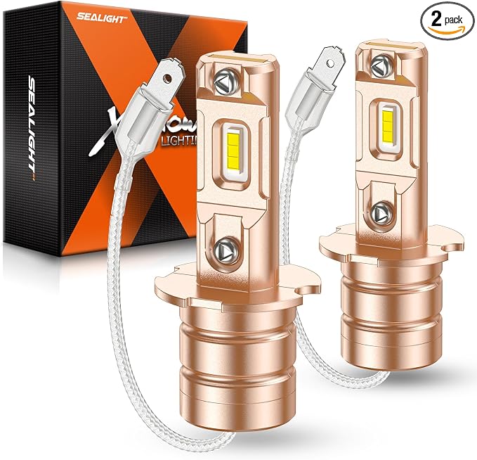 SEALIGHT H3 LED Bulb or DRL, 14000LM H3ll H3 LED Fog Light Bulb, 6500K 600% Brightness Super Heat Dissipation Performance, Plug-n-Play, Pack of 2