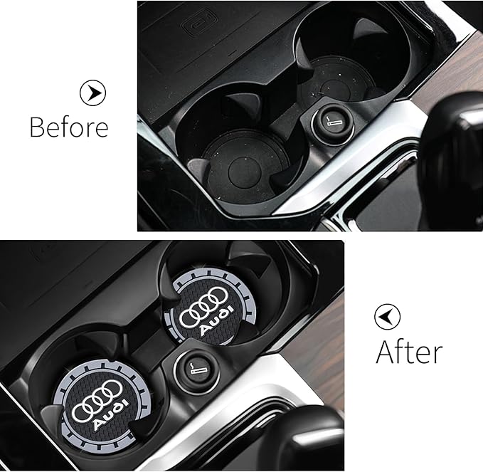 Car Cup Holder Coaster for Audi Recessed Silicone Cupholder Coaster Interior Accessories 2.75IN 2Pack
