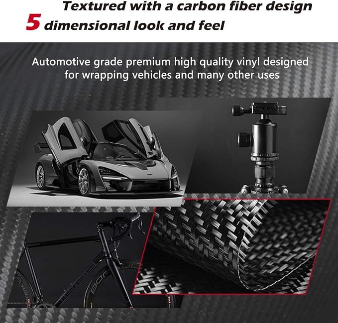 CloudBuyer Universal Car Door Edge Protector, Carbon Fiber 5D Gloss Black Vinyl Wrap Film with Anti-Collision Protection for Most Vehicles (33Ft x 2.7In, Black)