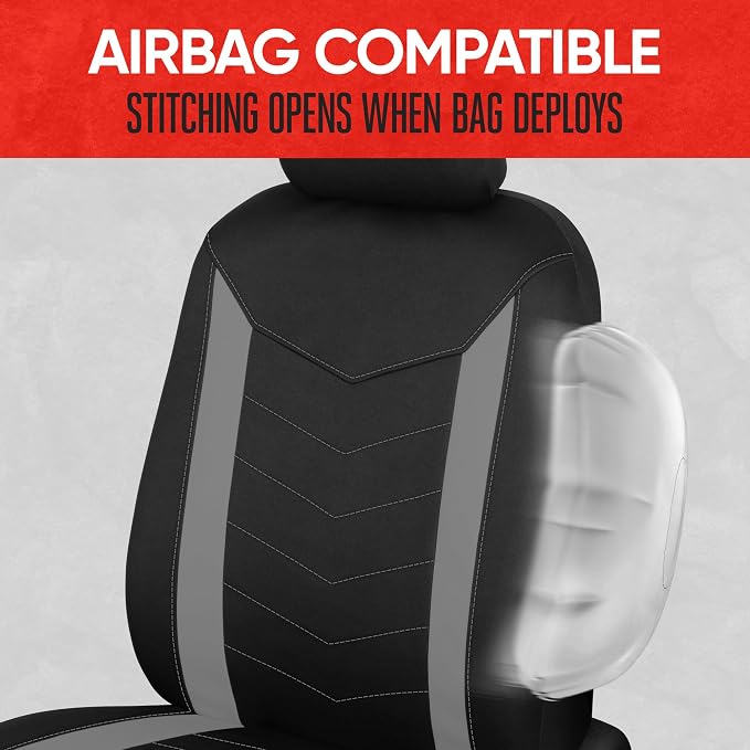 Motor Trend SpillGuard 2 Gray Seat Covers for Cars & Seat Covers for Trucks - Neoprene Lining Waterproof Car Seat Covers Front Seats Only - SUV Seat Covers Protector - Forros para Asientos de Carro