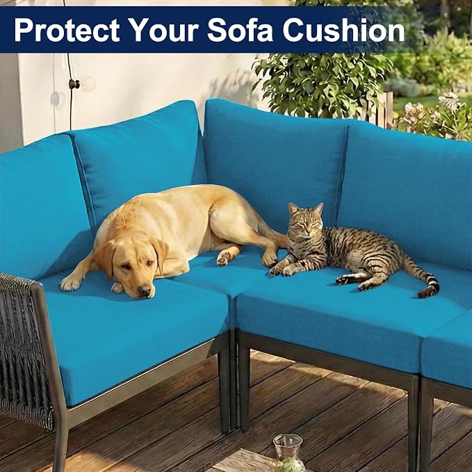 Smiry 14 Pcs Waterproof Patio Cushion Covers, Stretch Outdoor Furniture Covers