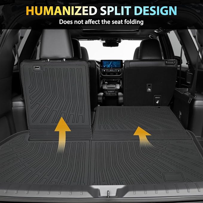 Floor Mats for Toyota Highlander 2014-2019, Custom Fit TPE Liners | All Weather Rubber Floor Mats with 3 Rows & Cargo Liner, Heavy Duty TPE Protection, Full Set with Backrest Coverage