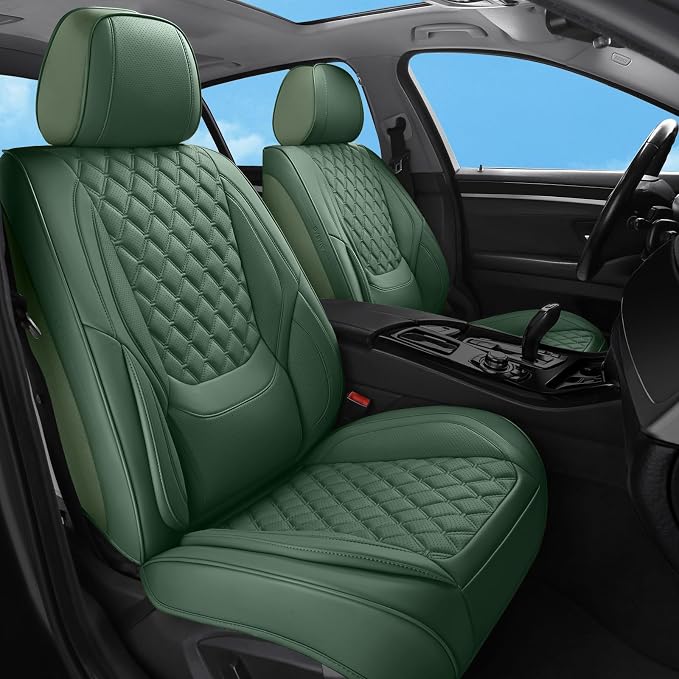 Car Seat Covers Full Set,5 Seat Leather Seat Covers for Cars,Front Seats and Back Seat Cover,Waterproof Car Seat Cushion Protectors,Universal Fit for Most Cars SUV Trucks (Green, Full Set)
