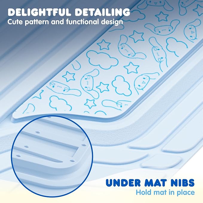 Cinnamoroll Car Mats 4pc Floor Mats for Cars Trucks SUVs Blue Car Floor Mats for Women Men Accessories Rubber Heavy Duty Cute Non-Slip Always Front Rear Hello Kitty Cute Car Accessories Blue