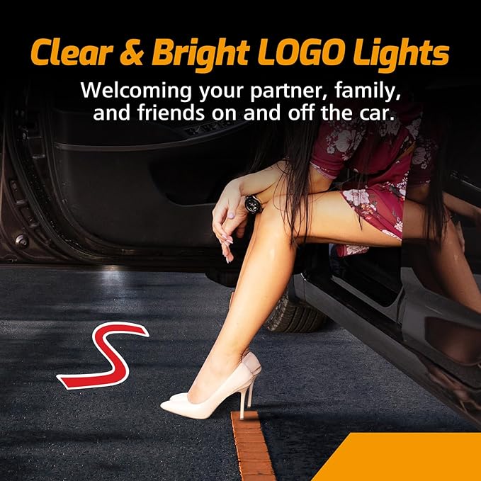 2Pcs Car Door Lights Projector for Clubman/Countryman/Paceman/Sports/Cooper R55 R56 R57 R58 R59 R60 R61 F55 F56 F57 Car Accessories - Ghost Shadow Welcome LED Puddle Lights (Red S)