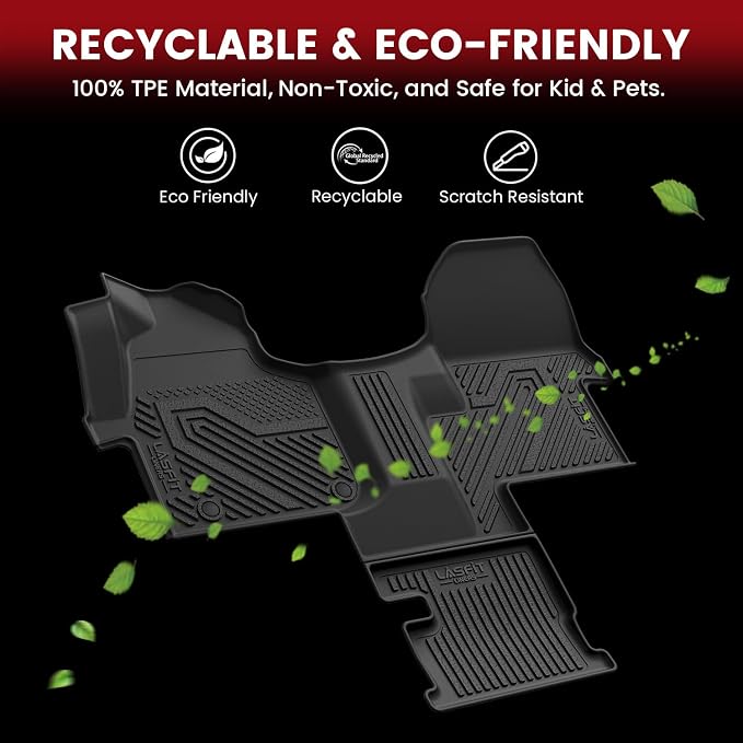 LASFIT Floor Mats for Mercedes Benz Sprinter 1500/2500/3500/4500 2019-2026 | LASFIT Car Mats for Sprinter 2019-2026( Fit Cargo Van & Cab Chassis), All Weather TPE Non-Slip, 1st Row with Aisle Liner