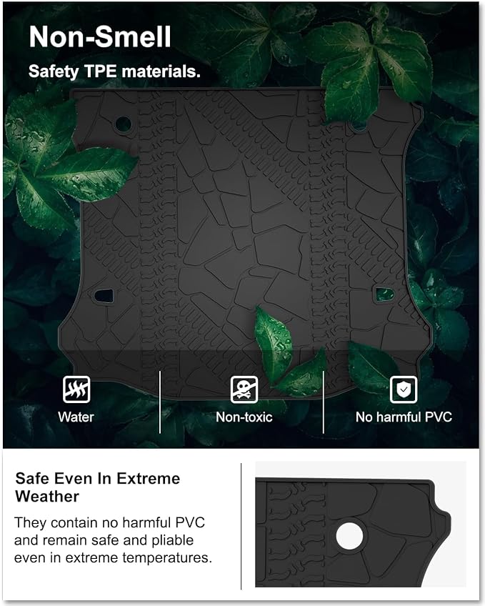 Kiwi Master Cargo Mat for 2007-2018 Jeep Wrangler JK | OEM Replacement 82213184, Custom Fit All Weather Rear Cargo Liner, Heavy Duty TPE Tray Trunk Mat, Black