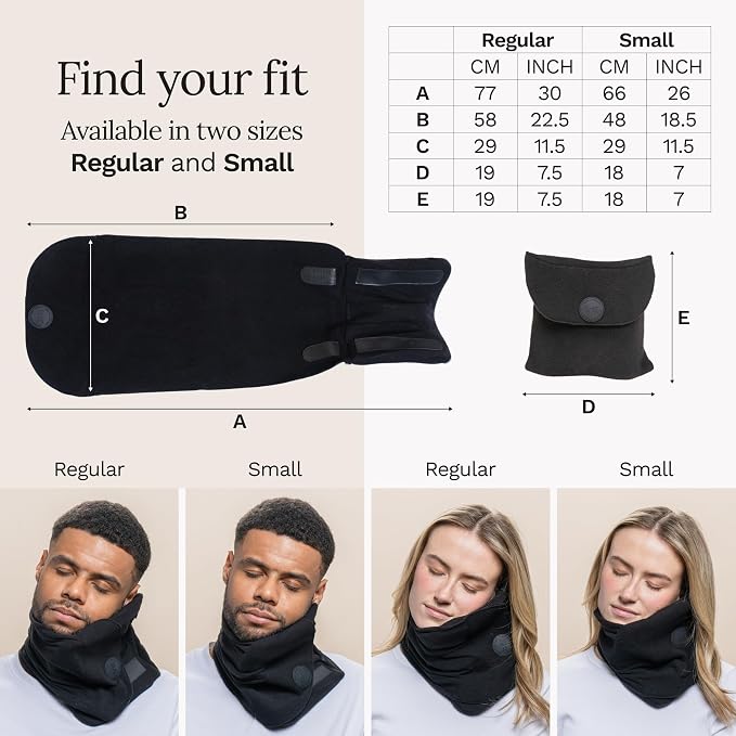 Trtl Travel Pillow Original 2.0 – Scientifically Proven Super Soft Travel Pillow with Premium Head & Neck Support – for Airplane Travel – Machine Washable – Lightweight & Compact – Jet Black