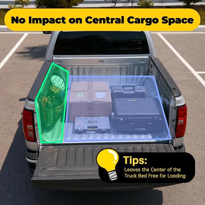 Side Cargo Net for Jeep Gladiator 2020-2026, Tailgate-Free Side Access | Double Layer Truck Bed Cargo Net, Heavy Duty Cargo Organizer Storage Nets, Tool-Free Install for Campings& Daily use