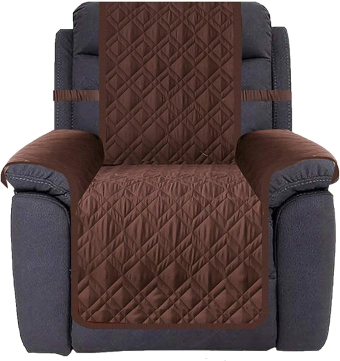 Ameritex Waterproof Nonslip Recliner Cover Stay in Place, Dog Chair Cover Furniture Protector, Ideal Recliner Slipcovers for Pets and Kids (Chocolate, 30'')