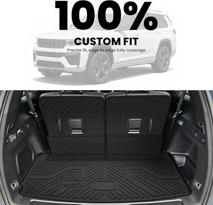 LASFIT Cargo Mats for Jeep Grand Cherokee L 2021-2025 2026 Accessories Rear Backrest Mats All Weather TPE Custom Fit Trunk Seatback Mats, Black
