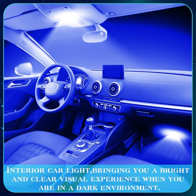 Frienda 70 Pieces LED Car Bulb Kit Interior Light, License Plate Light, Blue