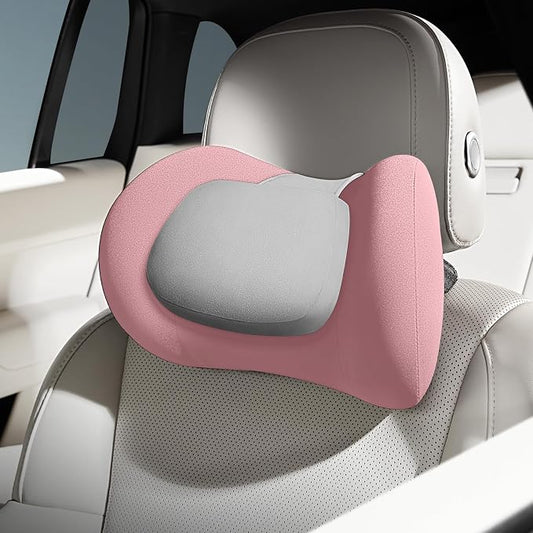 BABUR 100% Memory Foam Neck Pillow, Ergonomic Headrest for Car Seat | Driver Neck Pain Relief, Adjustable Buckle, Universal Car, Office Chair, Soft Breathable, Removable Cover, Machine Washable