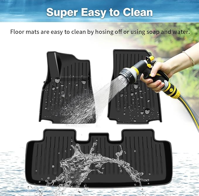Pedigree 2025-2026 3D TPE All-Weather NEW Floor Mats for Tesla Model Y Juniper -Custom Fit 3-Piece Set with Trunk Liner Heavy Duty,Odorless Rubber Protection
