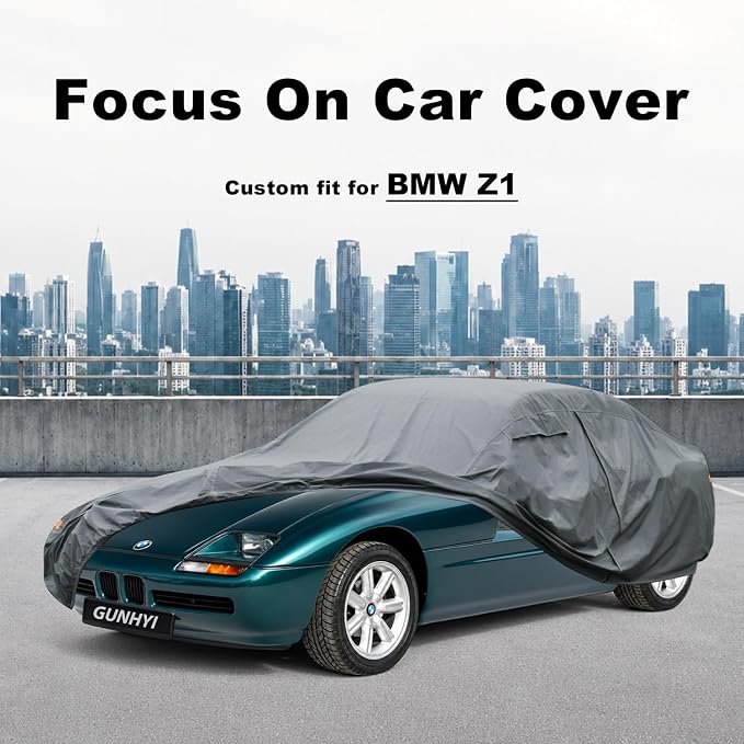 GUNHYI Premium Car Cover Custom Fit BMW Z1, 16 Layers Heavy Duty Car Cover Waterproof All Weather with Zipper Door for Sun Rain Snow Dust Uv Protection