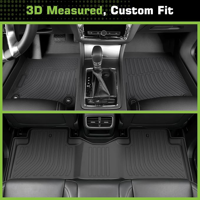 Floor Mats for Honda Pilot 2009-2015 (Fit for EX/EX-L/LX/SE/Touring) | TPE Waterproof Non-Slip All Weather Protection Custom, Floor Mats & Cargo Liner & Seatback Mat (with Velcro)