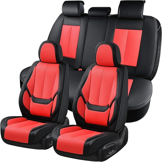 Coverado Car Seat Covers, Seat Covers for Cars, Waterproof Leather Auto Seat Protectors, Leather Car Seat Cushion, Car Interiors Accessories Universal Fit for Most Cars
