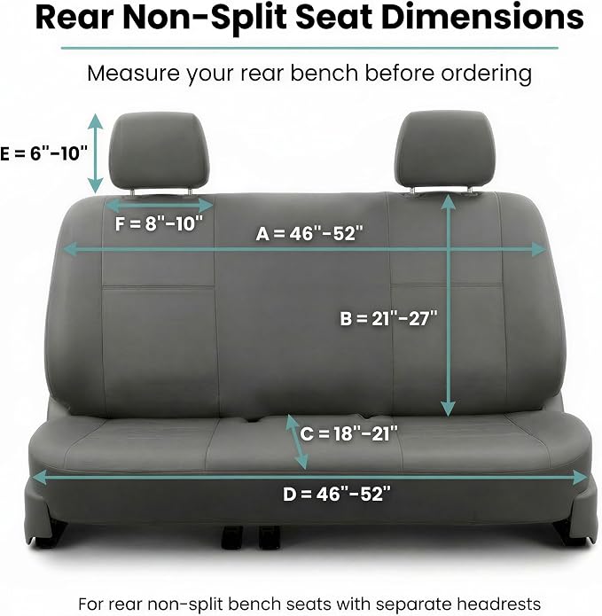 FH Group Car Seat Covers Classic PU Leather Split Bench Car Seat Cover – Universal Fit for Cars Trucks & SUVs (Solid Gray)