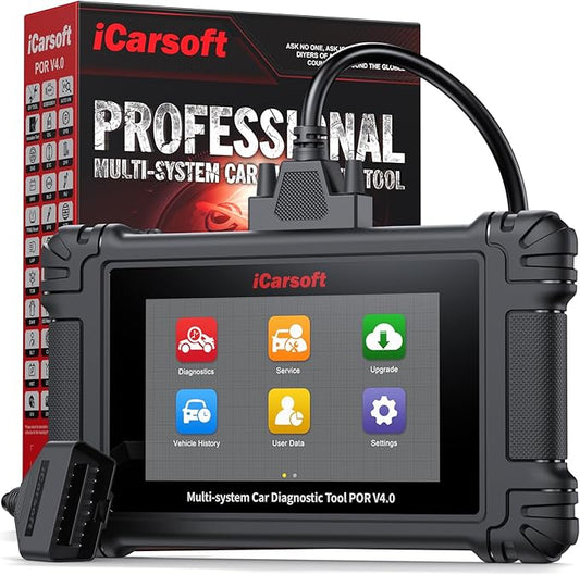 iCarsoft POR V4.0 Bidirectional Diagnostic Tool for Porsche + 2 Car Make Groups, OBD2 Scanner with Actuation Test, 28 Services Battery Registration,Support CAN-FD-Free Update