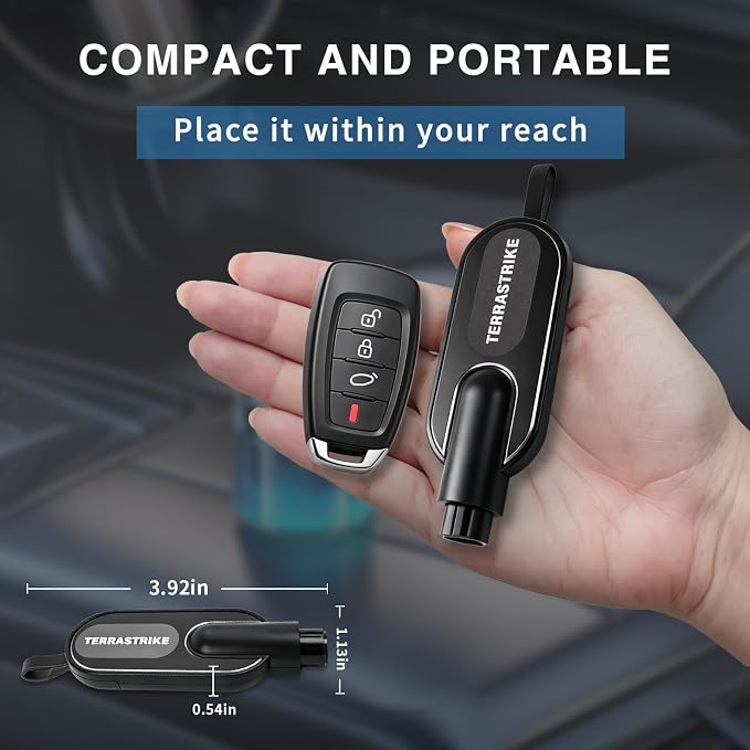 Tool,2026 New Underwater Operable Car Glass Breaker and Concealed Seat Belt Cutting Tool, Auto Crash Survival Safety Device, 2 Pack Car Emergency Accessory (Black)