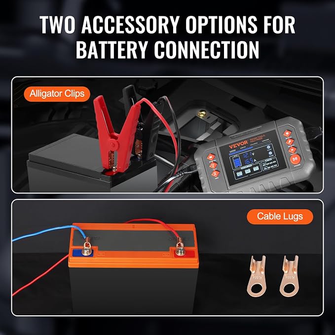 VEVOR Smart Battery Charger, 20-Amp, Lithium LiFePO4 Lead-Acid (AGM/Gel/SLA) Car Battery Charger with LCD Display, Trickle Charger Maintainer Desulfator for Boat Motorcycle Lawn Mower Deep Cycle