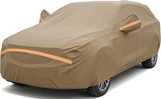 Car Cover Waterproof All Weather, 6 Layers Full Exterior Covers with Zipper Cotton, Mirror Pocket. Outdoor Car Cover UV Snow Rain Wind Dust All Weather Outdoor Protection for SUV (185-190 inch)