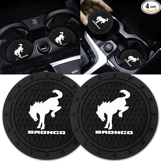 Car Cup Holder Coaster for Ford Bronco Recessed Silicone Cupholder Coaster Interior Accessories 2.75in 2Pieces Black