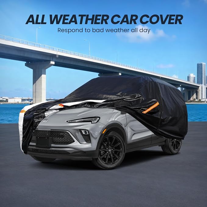 Multi-Layer Car Cover Custom Fit for Buick Encore GX(20192026), 100% Waterproof All Weather for Automobiles, Gift with Towel, Heavy Duty Car Covers for Rain Sun UV Protection with Door Zipper