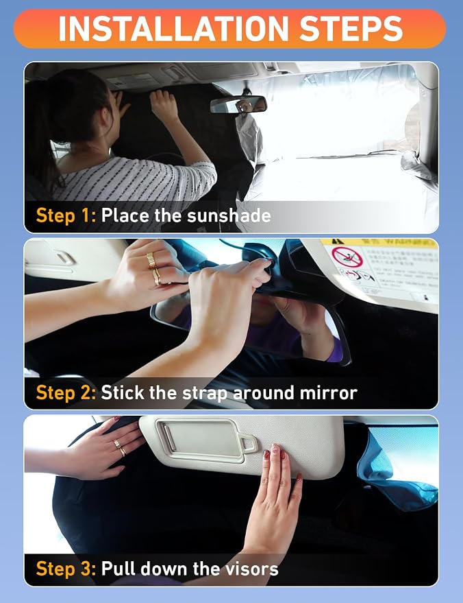 EcoNour Windshield Sunshade Compatible for Chevrolet Suburban 2021-2023 2024 2025, Sun Visor for Front Windshield & Window Sun Shade Cover, UV Heat Blocker & Protector, Car Accessories