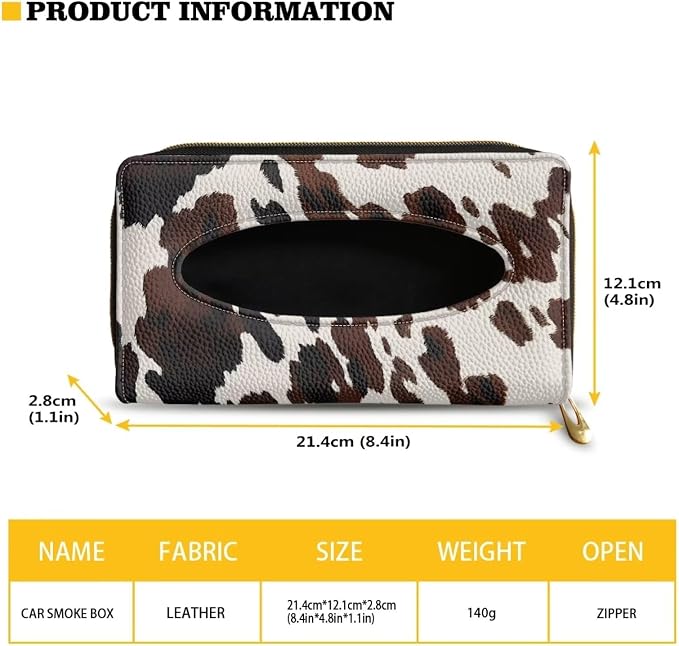 Brown Cowhide Backseat Tissue Case Holder Hanging Visor Tissue Holde Brown Cowhide PU Leather Tissue Box Napkin Holder