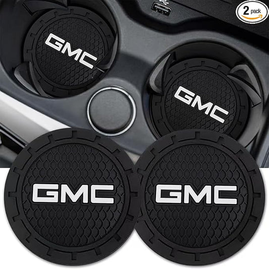 GMC Car Cup Holder Coaster Universal Non-Slip Cup Holder Insert Coaster Car Interior Accessories, Silicone, Black, 2PCS