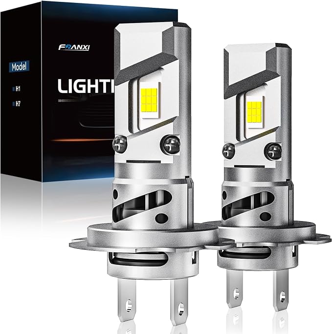 FRANXI H7 Bulbs, 60W Super Bright Fog Lights, Plug and Play, Pack of 2 | 6000K Cool White, 1:1 Size Design with Cooling Fan
