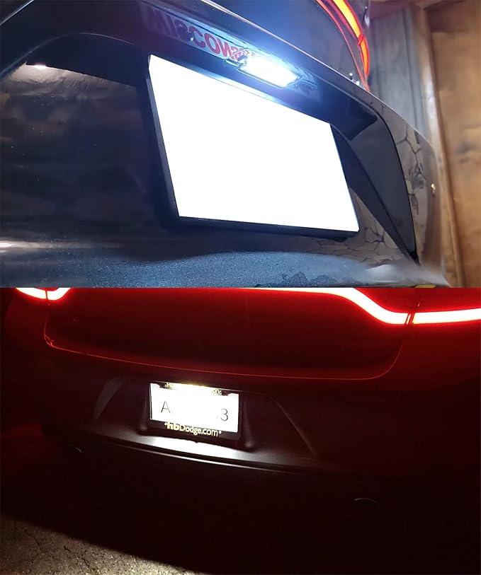 iJDMTOY Xenon White 18-SMD Full LED License Plate Light Kit Compatible With Dodge 2015-up Charger Challenger, Compatible With Chrysler 300 & Pacifica, Compatible With Jeep 2017-up Compass, etc