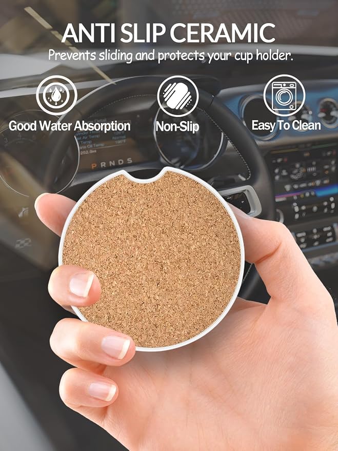WOCOCN Cute Cup Holder Coasters for Your Car with Fingertip Grip, Auto Accessories for Women & Men,Pack of 4(Custom DIY 4Pcs)