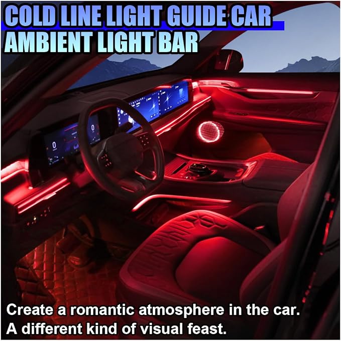 ZIMISI EL Wire Car Interior LED Strip Lights, Neon Light Strip (Red) | 5V 16FT Car Ambient Lighting Decorations with Sewing Edge, USB Electroluminescent Car Interior Lights with Fuse Protection