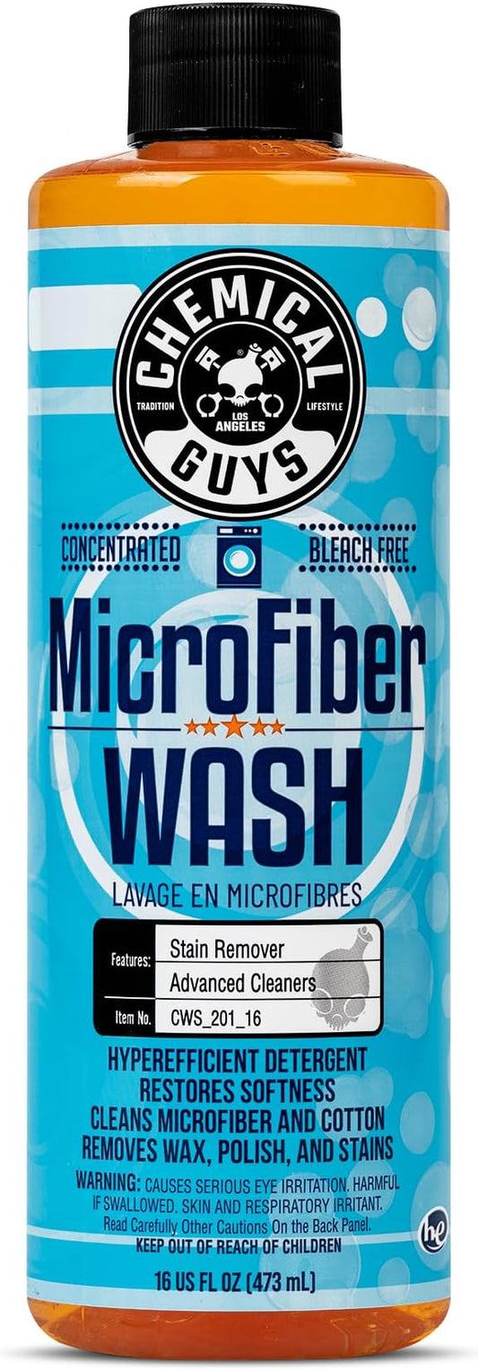Chemical Guys, Microfiber Wash & Towel Detergent, Deep Clean, Orange, 16 oz | Concentrated detergent deep-cleans microfiber towels, mitts and pads, lifting wax, grease and grime, no residue