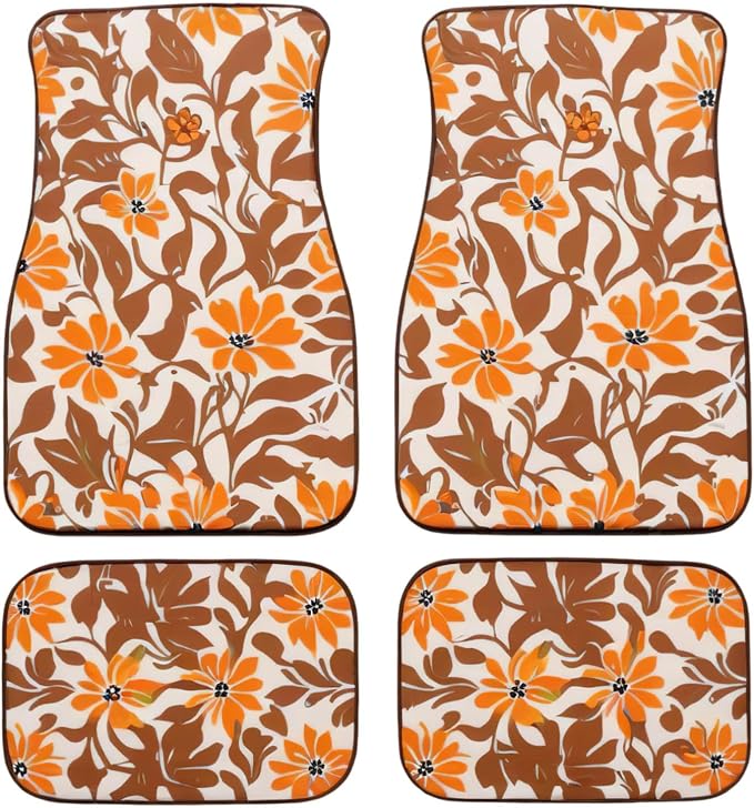 Car Floor Mats Non-Slip Automotive Floor Mats All-Weather Front Rear Car Floor Foot Mat Sets of 4 Pieces Foot Mats Rugs Carpet for Car Trucks SUV Sedans (Fall-02)