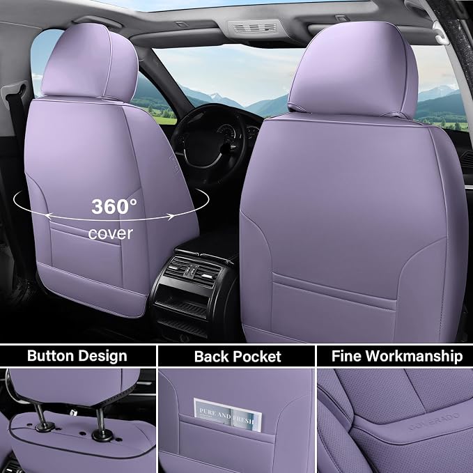 Coverado Car Seat Covers, Seat Covers for Cars, Waterproof Leather Auto Seat Protectors, Leather Car Seat Cushion, Car Interiors Accessories Universal Fit for Most Cars
