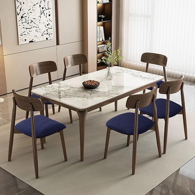 Waterproof Chair Seat Covers Set of 4 for Dining Room, Stretch Removable Washable Chair Seat Slipcovers for Home, Restaurant, Banquet,Kitchen Chair Seat Cushion Protector (Navy Blue,Large)
