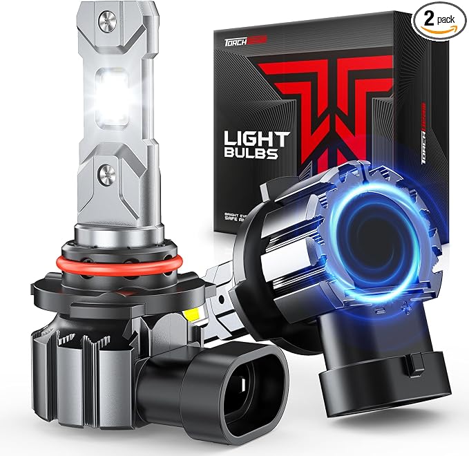 Torchbeam 9006 Bulbs,2026 60000LM 10X Super Brighte Light Bulb, 6500K Cool White with Cooling Fan, 1:1 Mini Size Plug and Play, 80000 Hours Lifespan, Pack of 2