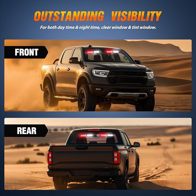 Nilight 40LED Red White Emergency Strobe Traffic Advisor Light Bar with Suction Cups Dash Safety Warning Hazard Flashing Lights Interior Front/Rear Windshield for Trucks Construction Vehicles
