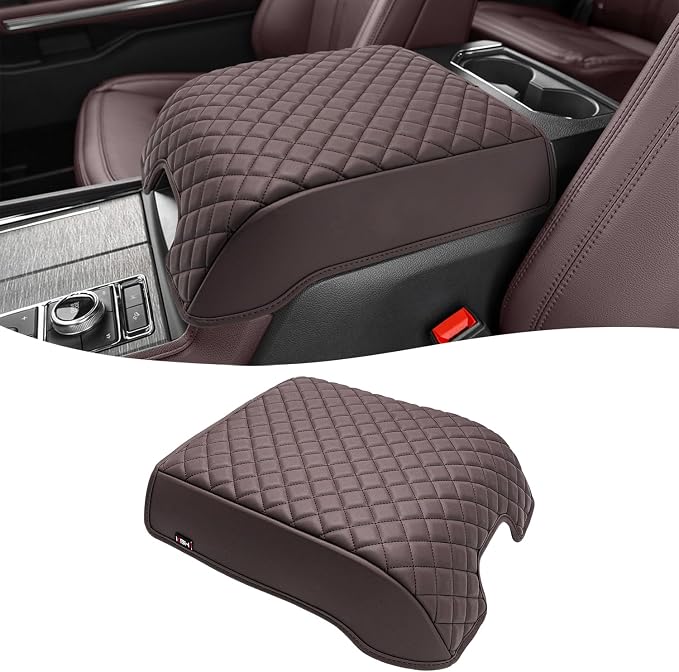 KBH Center Console Armrest Cover for 2015-2020 Ford F150 Platinum, 2017-2022 F250-F550, 2018-2024 Expedition, Bucket Seat, PU Leather Arm Rest Cushion Pad, Anti-Scratch (Not for Other Models)